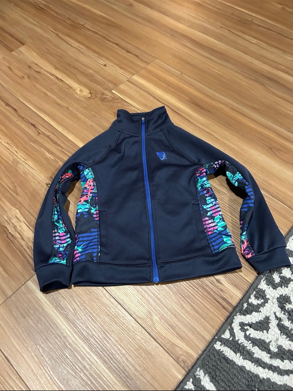 OshKosh B'gosh Navy Track Jacket with Teal, Pink & Purple Accents Size 4T